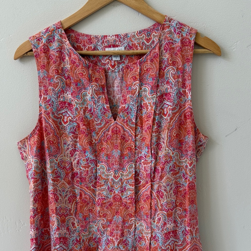J. Jill Love Linen Sleeveless Paisley Midi Dress - Picture 2 of 11